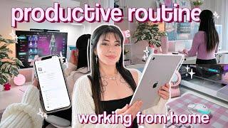 PRODUCTIVE day in the life routine ⋆˙⟡ working from home + staying on task