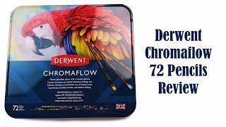 Derwent Chromaflow Pencils Review - 72 Set Tin - Swatching and Drawing