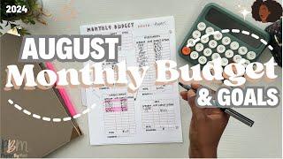 August 2024 Monthly Budget & Goals | 3 Paychecks | HIS & HER | Zero Based Budget |Millennial