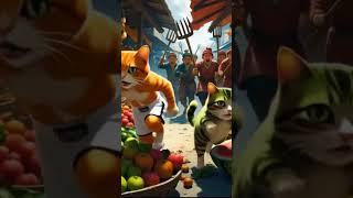 Epic Market Heist Cats on the Run!  #ai #animals #bestreels2025#catvideos  #shortvideo