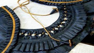 Blouse design cutting and stitching back neck design || Latest blouse design || #madhurafashionkatta