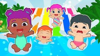 BABIES ALEX AND LILY  Meet new friends LUNA and NIKO and play on the pool slides