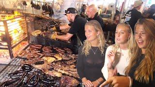 Street Food from Uruguay. Giant Grills of Meat. 'Feria de los Pueblos', Fuengirola, Spain