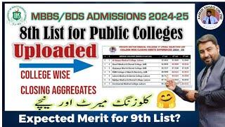 UHS 8th List For Public Colleges | More New Students | More Drop in Merit