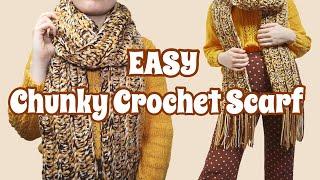 *QUICK & EASY* Chunky Crochet Scarf Tutorial | Using ANY Weight Yarn!