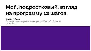 Марат, 12 лет, АнСемТин.  Мой, подростковый, взгляд на программу 12 шагов.