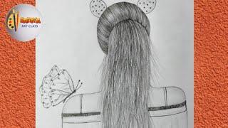 Draw a girl's hair back side #Easy Sketch #Pencil Drawing @Saniya art class