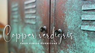 Copper patina cabinet | creating a faux finish verdigris effect on a metal IKEA cabinet