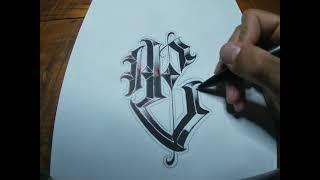 Lettering tatuaje abecedario, Time lapse letra E (Tattoo lettering alphabet)