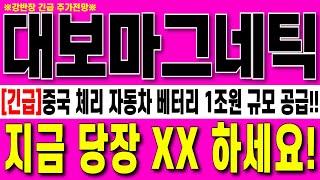 [대보마그네틱 주가 전망]중국 체리 자동차 베터리 1조원 공급!!! 나트륨 베터리 대장주 안 끝났다!!글로벌 시장 점유율 70%독점 2차전지 핵심장비 강력추천 당장00해야하는이유!