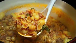 Sopita De Conchas with ground beef for dinner!