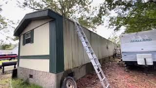 Prepping a Single wide Mobile Home for Roof coating . #mobilehomerepair