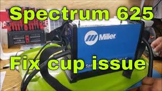 How to fix a Miller Spectrum 625 plasma cutter with cup light and give routine maintenance.