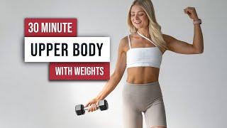 30 MIN TONED UPPER BODY Workout With Weights, No Repeat, Home Workout with dumbbells