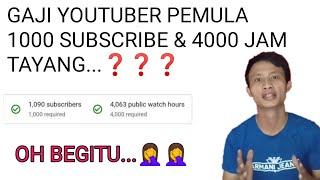 BONGKAR BERAPA SEBENARNYA GAJI YOUTUBER PEMULA 1000 SUBSCRIBE & 4000 JAM TAYANG...