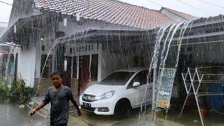 Extreme Weather! Heavy Rain and Powerful Storms in Indonesian Village Life | Overcome Insomnia