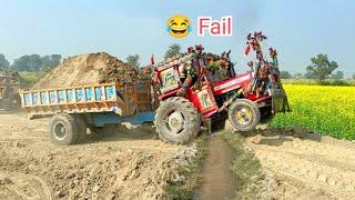 Tractor hi Tractors | MF Turbo Tractor Failed | Tractors pulling Mud loaded trolley at ramp