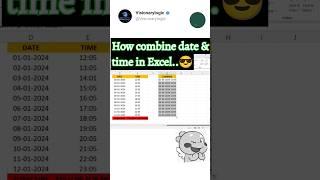 how combine date &time in excel#excel#visionarylogic#shorts