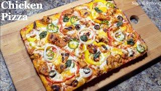 chicken pizza Recipe | chicken tikka pizza | tandoori chicken pizza recipe