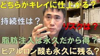 【目の下】ヒアルロン酸注射と脂肪注入の違いを解説します【法令線、額、頬】