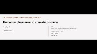 Humorous phenomena in dramatic discourse | RTCL.TV