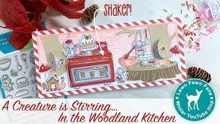 Lawn Fawn Fans Winter Hop - A Woodland Kitchen Slimline Card with Shaker