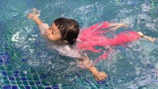 Only Selena swam in the pool today. Baby swimming 7-09-2023-1.