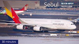 [Seoul] Snowy Incheon Airport, watching a 35-minute takeoff and landing plane [ICN/RKSI]