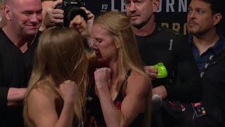 You have to see Ronda Rousey's physical staredown with Holly Holm