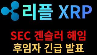 [ 리플 XRP ] SEC 겐슬러 해임 후임자 긴급 발표 나왔습니다