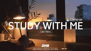 2-HOUR STUDY WITH ME | Calm Piano, Rain Sounds️ | Pomodoro 50-10 | Day 7
