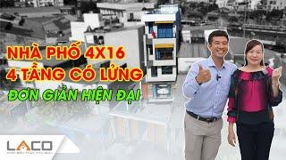 Nhà Phố 4x16m 4 Tầng Có Lửng Đơn Giản Hiện Đại - Xây Nhà Trọn Gói LACO