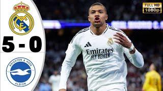 Real Madrid vs Brighton 5-0 • Champions League Highlights & All goals 2024 ️ Mbappe 5 Goals