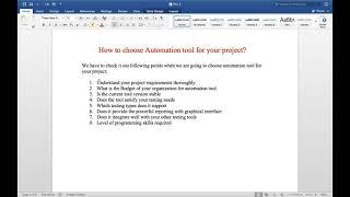 How to choose an Automation tool for your project