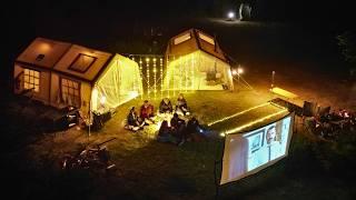 Camping and Open Air Cinema Night in the Comfort of Home with 17m2 Inflatable Tent