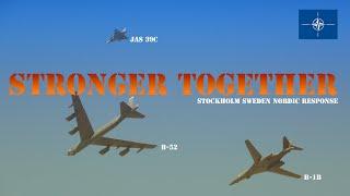 B-52H Stratofortress, B-1B Lancer and JAS 39C Gripen over Stockholm City Sweden!