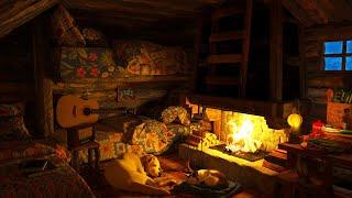 Cozy Winter Hut - Frosty Blizzard, Fireplace and Howling Wind