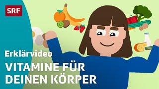 Vitamine: Wieso wir sie brauchen – einfach erklärt | Kindervideos | SRF Kids