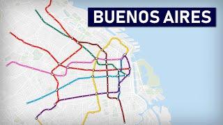 Evolution of the Buenos Aires Underground 1913-2040 (geographic map)