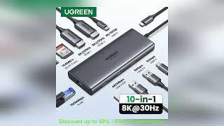 UGREEN Dual HDMI USB HUB 8K HDMI Adapter 10 in 1 Splitter with RJ45 USB 3.0 PD 100W Dock for MacB