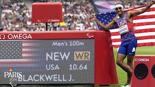 Jaydin Blackwell smashes 100M WORLD RECORD to lead American 1-2 in Paris | NBC Sports