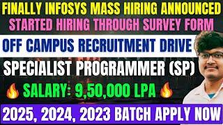 Finally Infosys Mass Hiring Announced | Specialist Programmer Role Hiring For 2025, 2024, 2023 Batch