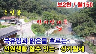 [횡성전원주택] 뒤엔 국유림~ 앞엔 1급수 맑은 계곡물~ 병지방계곡 유원지 바로앞~ 전원생활을 누릴수 있는 상가월세~ 보2천만원/시물1천만원/월세150만원 (7771)