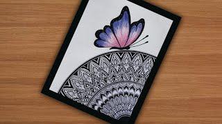 Butterfly With Mandala art|Mandala art for beginner|Butterfly Draw Colour @VennilaYLCreations