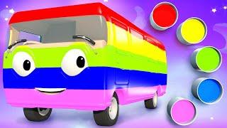 Learn Colors with Bus Paint Finger Family Nursery Rhymes