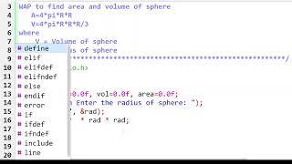 010 find volume of sphere using c programming