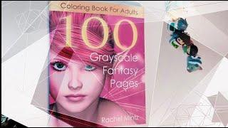 100 Grayscale Fantasy Coloring Book Flip Through [Rachel Mintz]