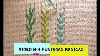 Bordado a mano -VIDEO N°4 PUNTADAS BÁSICAS- puntos pluma/feather stitch, mosca/fly , helecho/fern