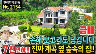 (급매) 손해 보고라도 넘깁니다 진짜 계곡 전원주택 매매 급매물 수입산 시스템창호 벽난로 브랜드 주방가구 집기 포함 등 유럽풍 외관의 이쁜 집 거창부동산 - 발품부동산TV