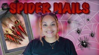 CREATING XL STILETTO RED SPIDER HALLOWEEN NAILS ️ | LGNPRO